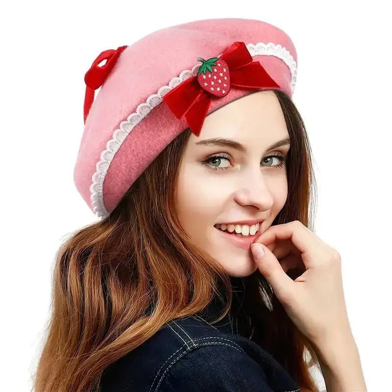 Strawbaby Beret in Strawberry Sweetness for Kawaii Style Enthusiasts - Cosparty