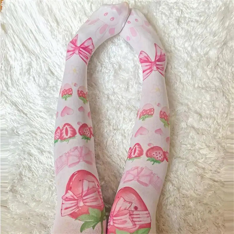 Strawberry Babe Stockings with Berry and Baby Bun Print - stockings