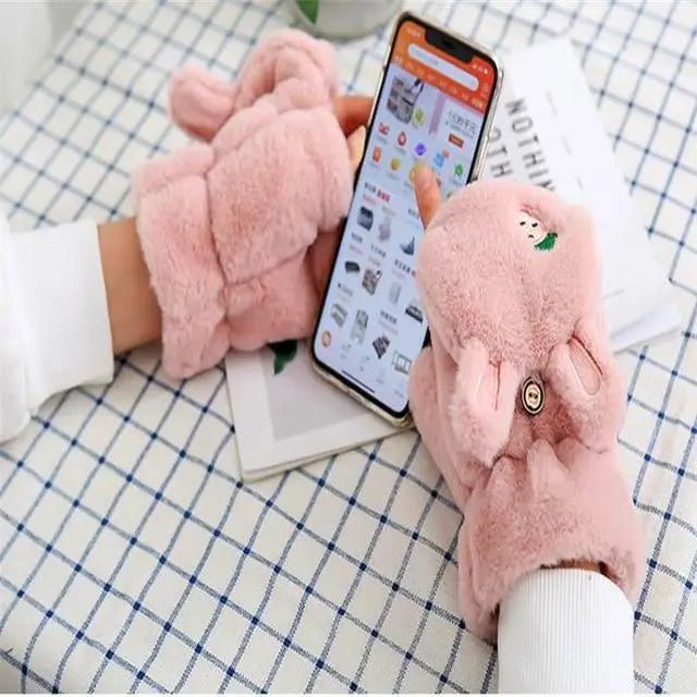 Strawberry Bunny Plush Mittens in New Condition Org In Stock - Cosparty