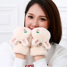 Strawberry Bunny Plush Mittens in New Condition Org In Stock - Cream - mittens