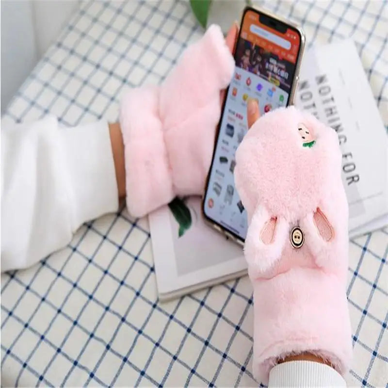 Strawberry Bunny Plush Mittens in New Condition Org In Stock - mittens