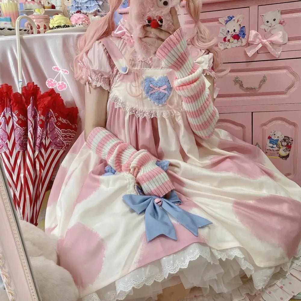 Strawberry Cow Print Lolita Dress for Pastel Princesses - Cosparty