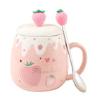 Strawberry Desert Mugs with Lid and Spoon for a Kawaii Morning - Cosparty