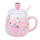 Strawberry Desert Mugs with Lid and Spoon for a Kawaii Morning - cup