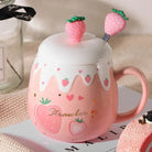 Strawberry Desert Mugs with Lid and Spoon for a Kawaii Morning - Cosparty