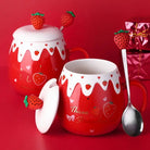 Strawberry Desert Mugs with Lid and Spoon for a Kawaii Morning - Cosparty