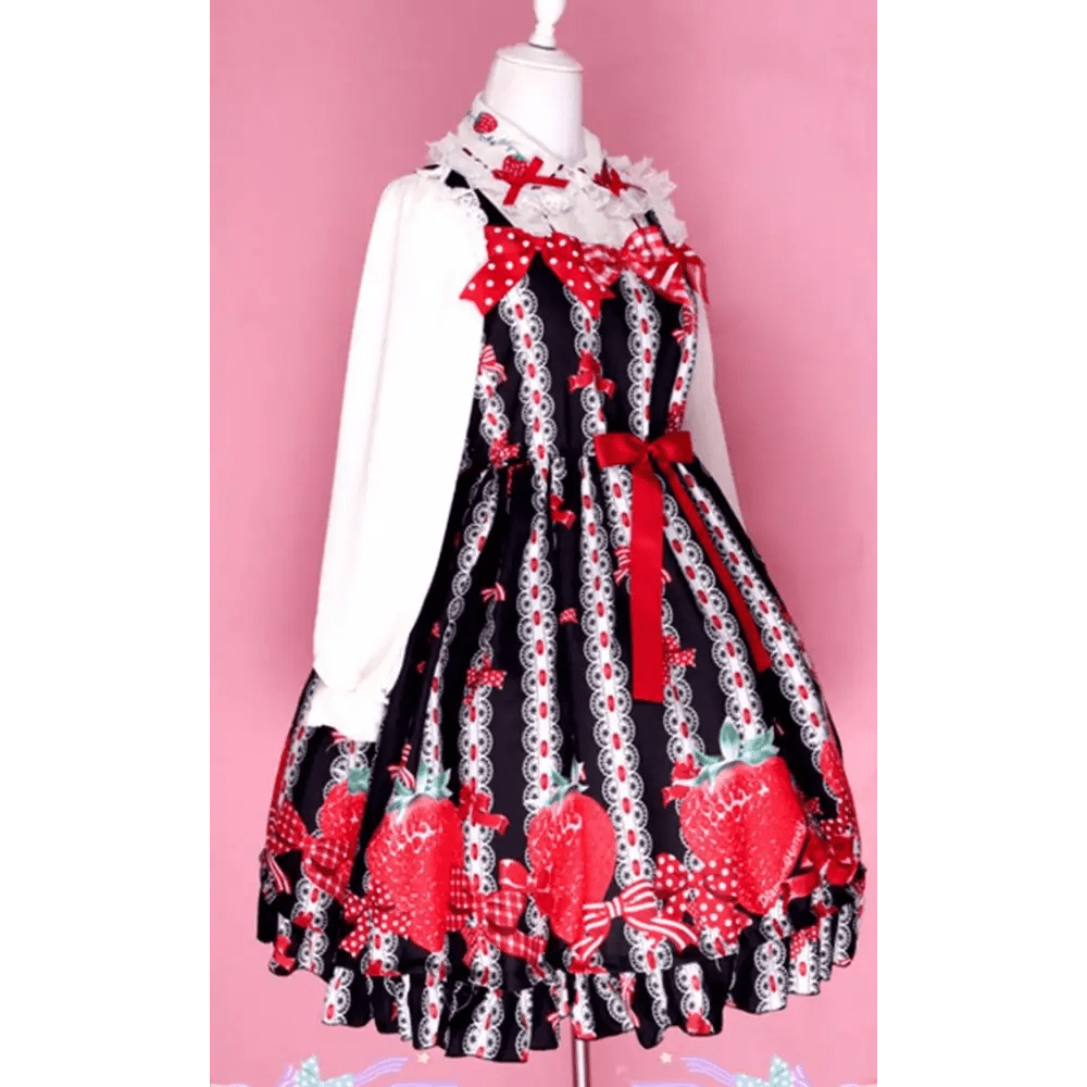 Strawberry Field Dress with Matching Bow Headband - Cosparty
