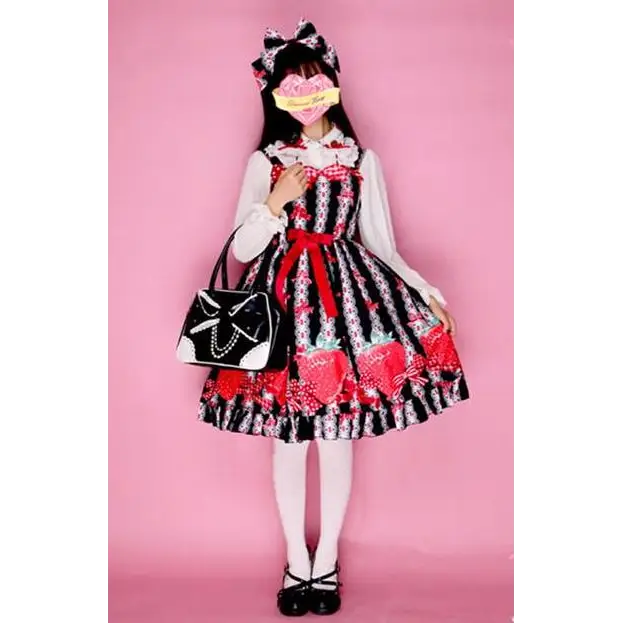 Strawberry Field Dress with Matching Bow Headband - Black Dress - Dress