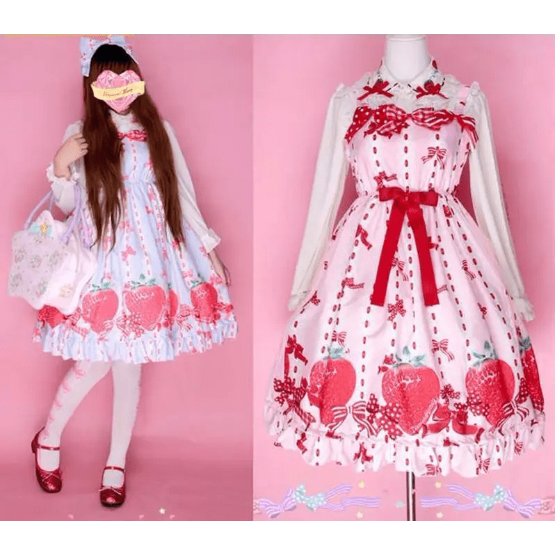 Strawberry Field Dress with Matching Bow Headband - Cosparty