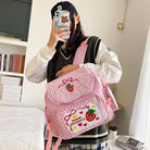 Strawberry Inspired Unicorn Backpack with Adjustable Straps and Pockets - backpack