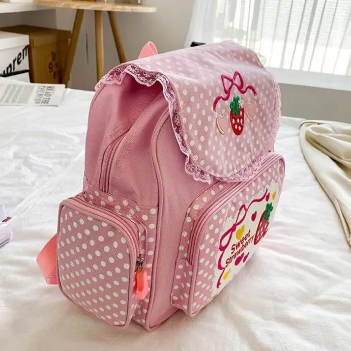 Strawberry Inspired Unicorn Backpack with Adjustable Straps and Pockets - Cosparty
