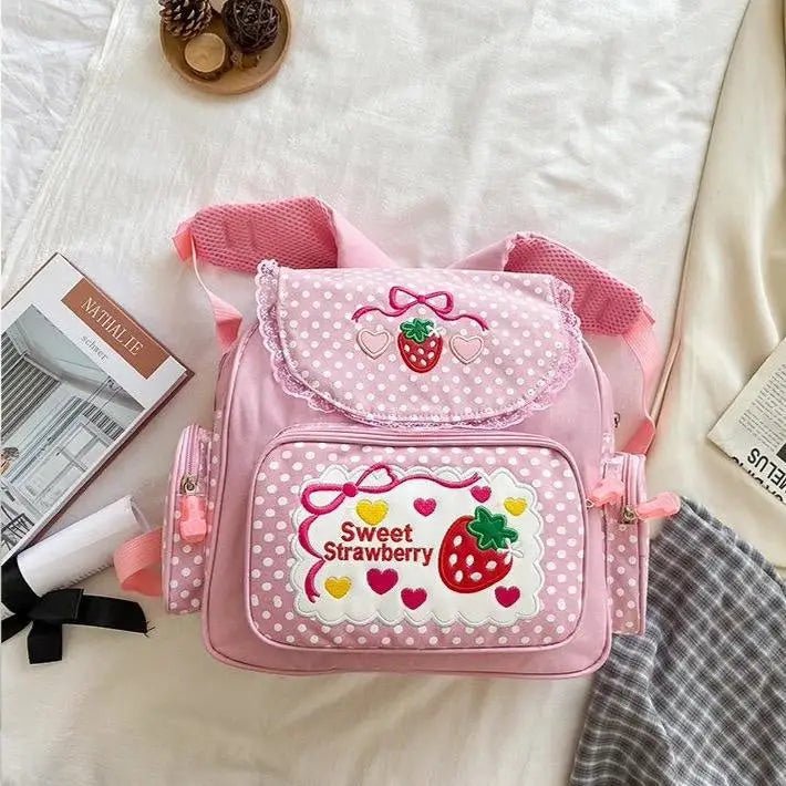 Strawberry Inspired Unicorn Backpack with Adjustable Straps and Pockets - Cosparty