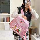 Strawberry Inspired Unicorn Backpack with Adjustable Straps and Pockets - Cosparty