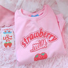 Strawberry Milk Inspired Long Sleeve Cozy Sweater - Cosparty