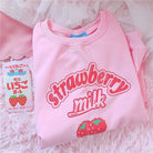 Strawberry Milk Inspired Long Sleeve Cozy Sweater - S - sweater