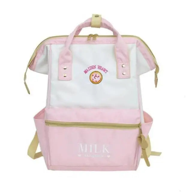 Pink Strawberry Milk Backpack Book Bag School Knapsack Rucksack Donut Sweets Harajuku Japan Fashion