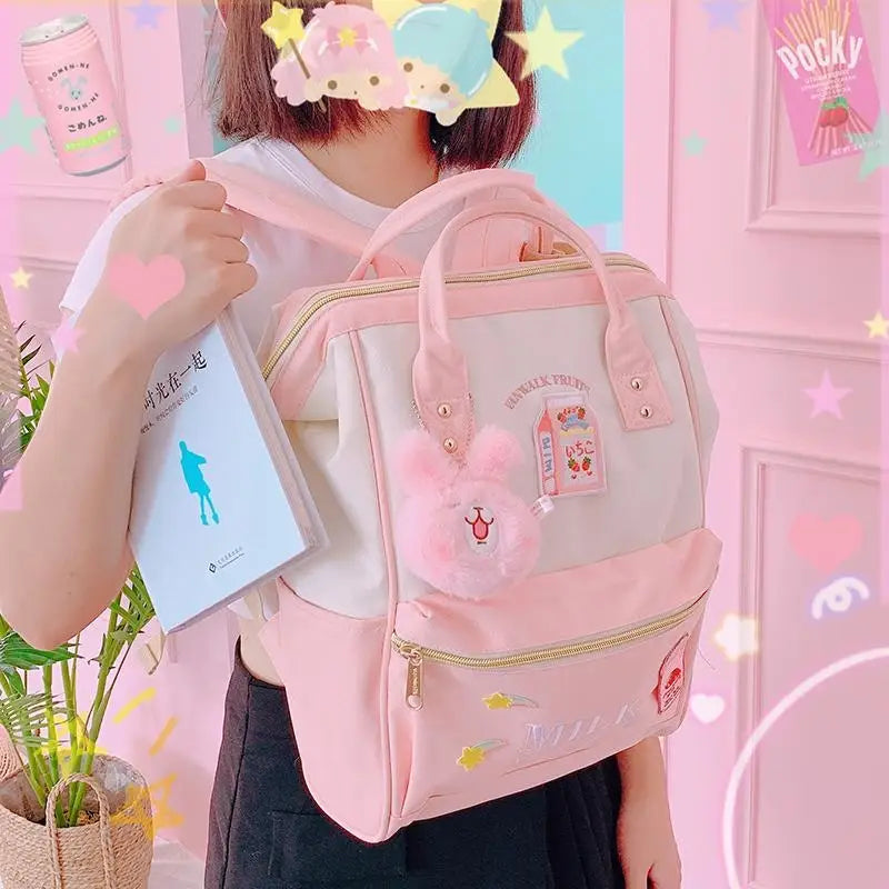 Strawberry Milk Kawaii Backpack for Stylish Everyday Wear - backpack