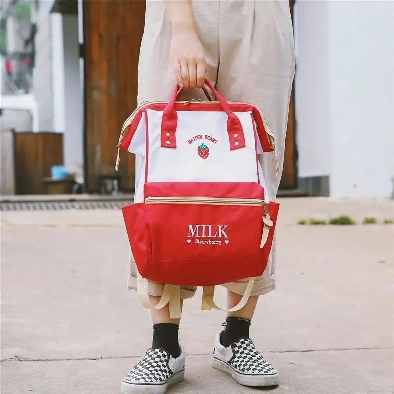 Strawberry Milk Kawaii Backpack for Stylish Everyday Wear - backpack