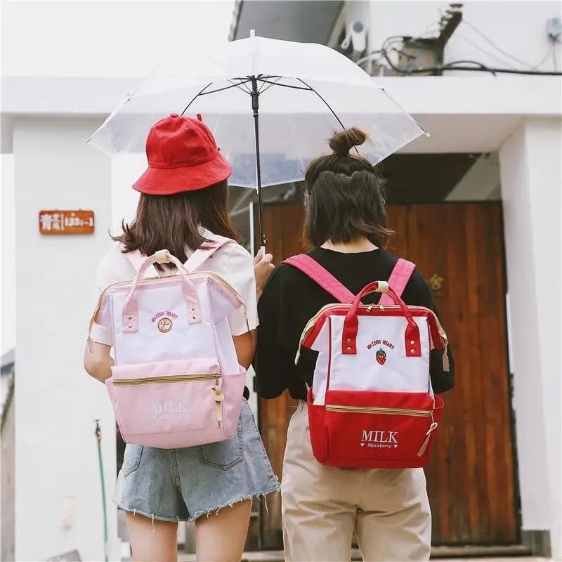 Strawberry Milk Kawaii Backpack for Stylish Everyday Wear - Cosparty