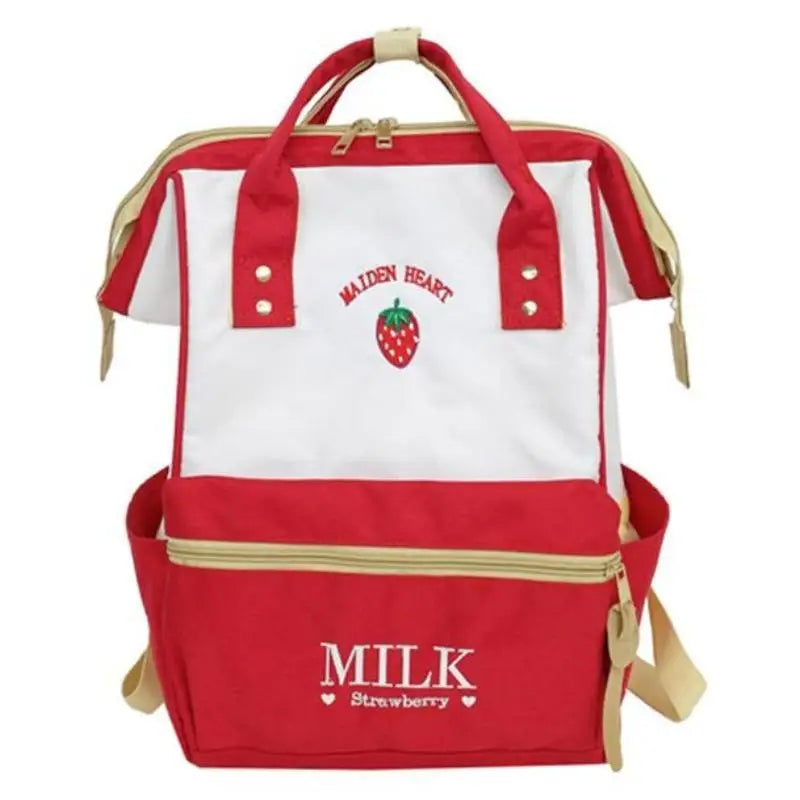 Red Strawberry Milk Backpack Book Bag School Knapsack Rucksack Harajuku Japan Fashion