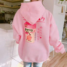 Strawberry Milk Kawaii Hoodie in Pastel Pink Inspired by Japanese Fashion - Cosparty