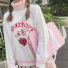 Strawberry Milk Knit Sweater with Hand Embroidery Details - Cosparty