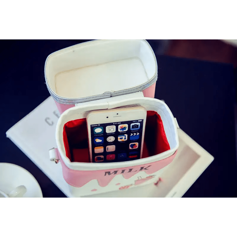 Strawberry Milk Purse with Gold Hardware and Hand Embroidery - Cosparty