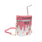 Strawberry Milk Purse with Gold Hardware and Hand Embroidery - Purse