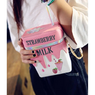 Strawberry Milk Purse with Gold Hardware and Hand Embroidery - Purse