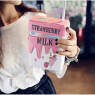 Strawberry Milk Purse with Gold Hardware and Hand Embroidery - Cosparty