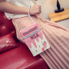 Strawberry Milk Purse with Gold Hardware and Hand Embroidery - Purse