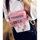 Strawberry Milk Purse with Gold Hardware and Hand Embroidery - Cosparty