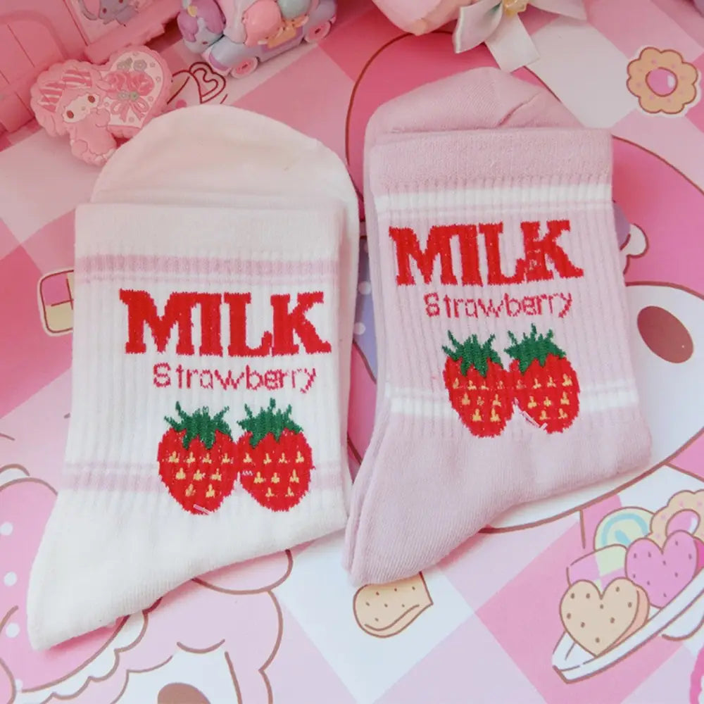 Strawberry Milk Socks Inspired by Harajuku Fashion - Socks