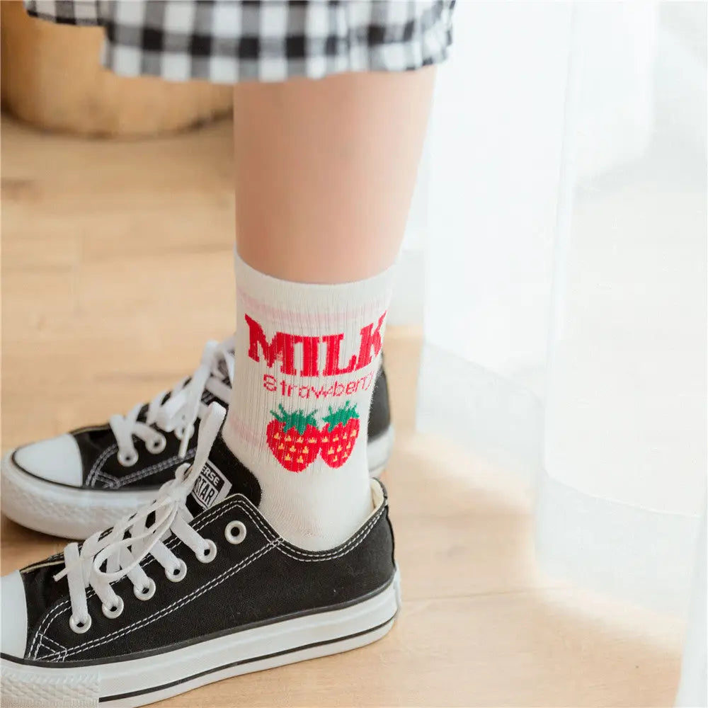 Strawberry Milk Socks Inspired by Harajuku Fashion - Socks