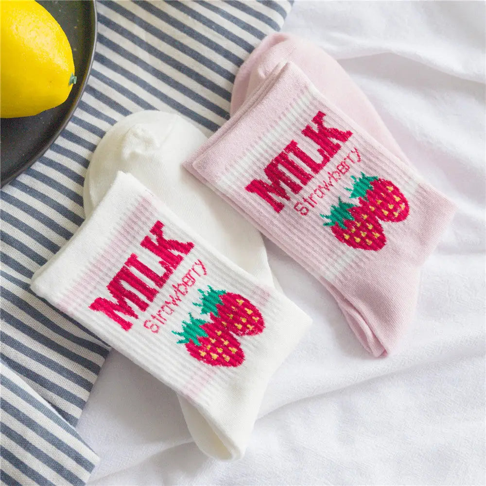 Strawberry Milk Socks Inspired by Harajuku Fashion - Socks