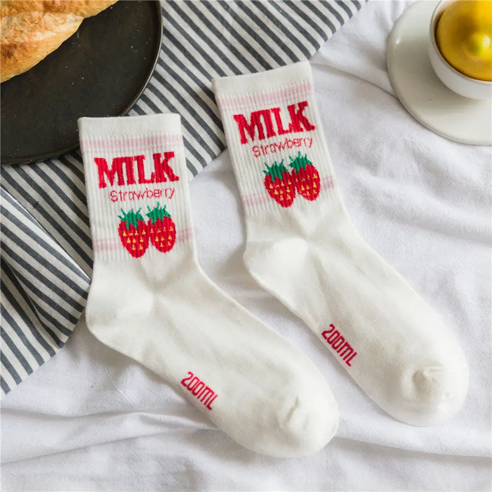 Strawberry Milk Socks Inspired by Harajuku Fashion - Socks