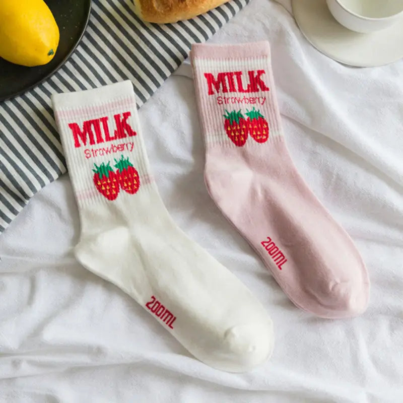 Strawberry Milk Socks Inspired by Harajuku Fashion - Socks