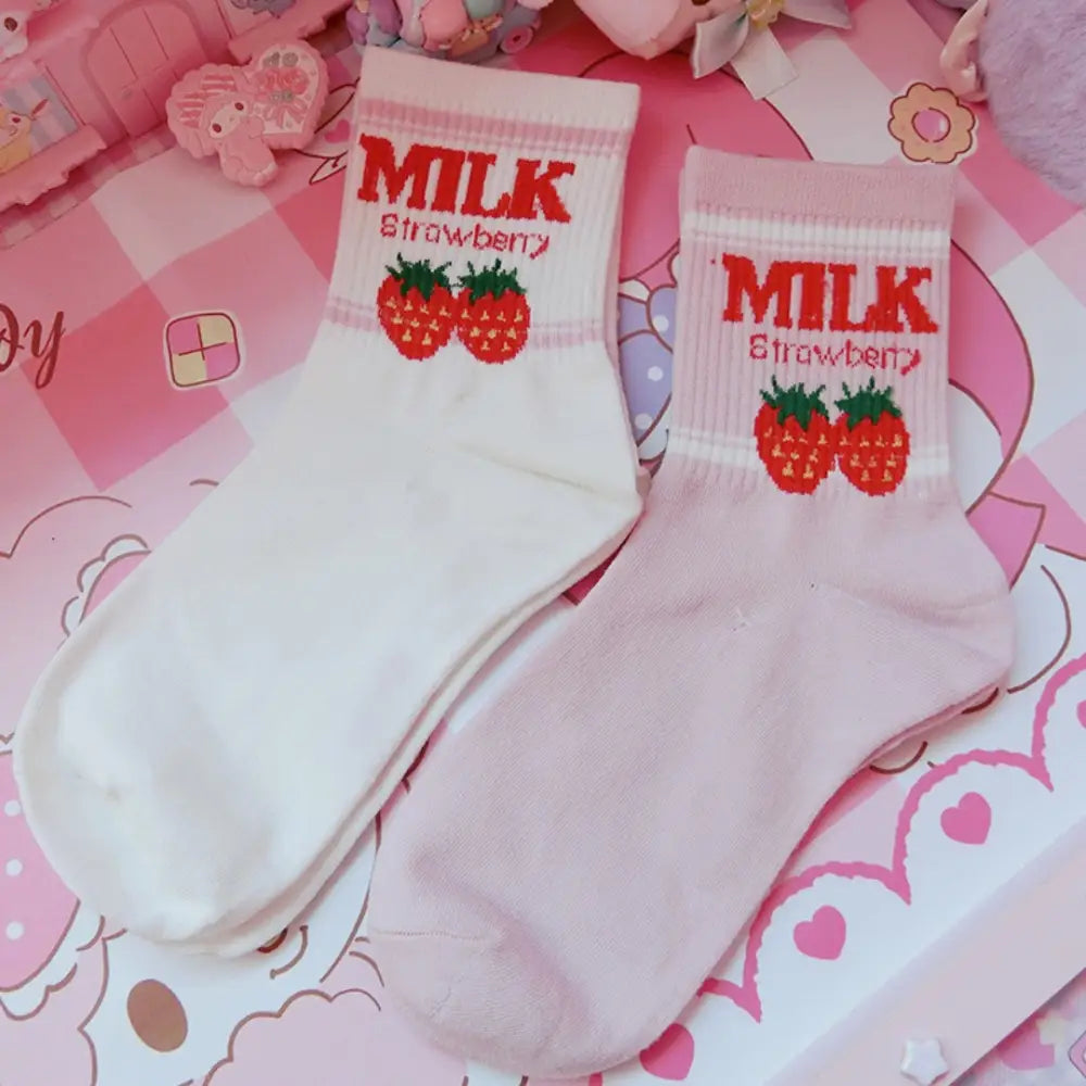 Strawberry Milk Socks Inspired by Harajuku Fashion - Socks