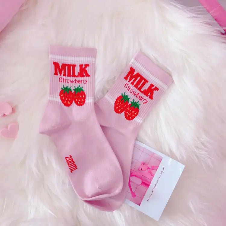 Strawberry Milk Socks Inspired by Harajuku Fashion - Cosparty