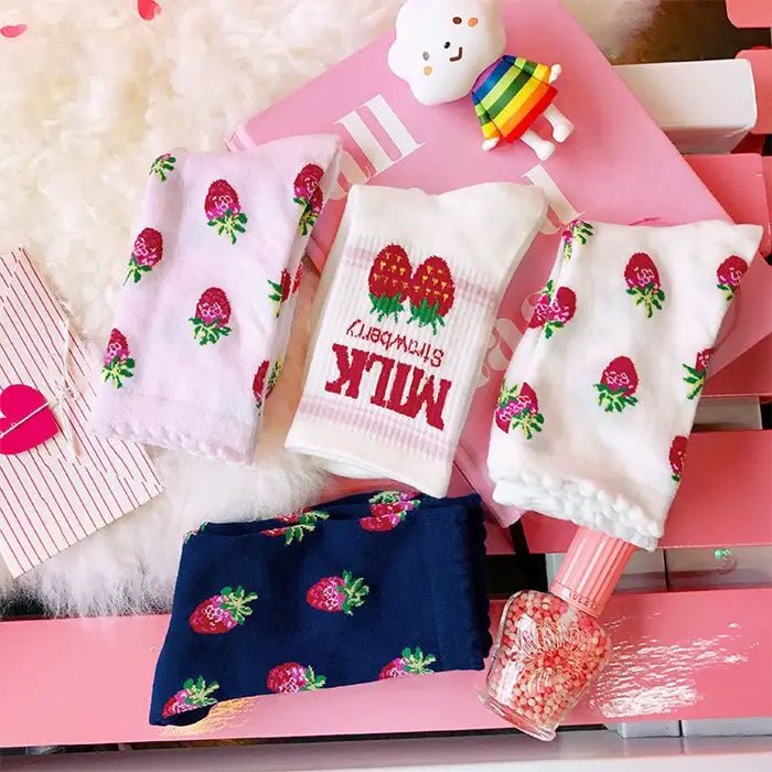 Strawberry Milk Socks Inspired by Harajuku Fashion - Cosparty