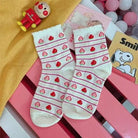 Strawberry Milk Socks Inspired by Harajuku Fashion - Striped White Berry - Socks