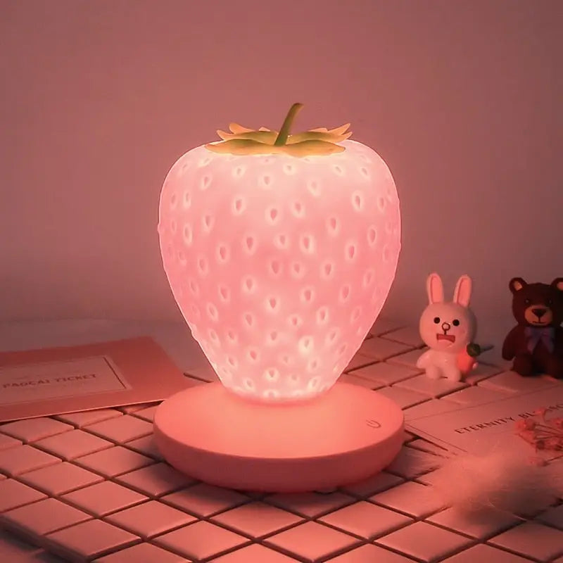 Strawberry Nursery Night Light - Pink Berry - lamp, lamps, lighting, lights, strawberries