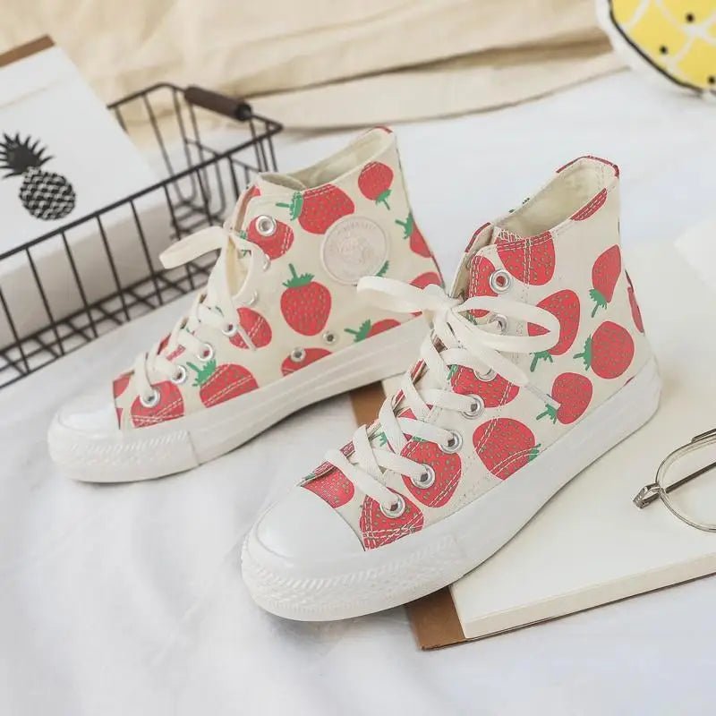 Strawberry - Patterned Sneakers for Kawaii Footwear Lovers - Cosparty
