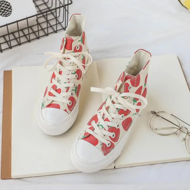 Strawberry-Patterned Sneakers for Kawaii Footwear Lovers - Shoes