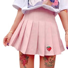 Strawberry Pleated School Girl Tennis Skirt Length 37cm Waist - Cosparty