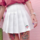 Strawberry Pleated School Girl Tennis Skirt Length 37cm Waist - Cosparty