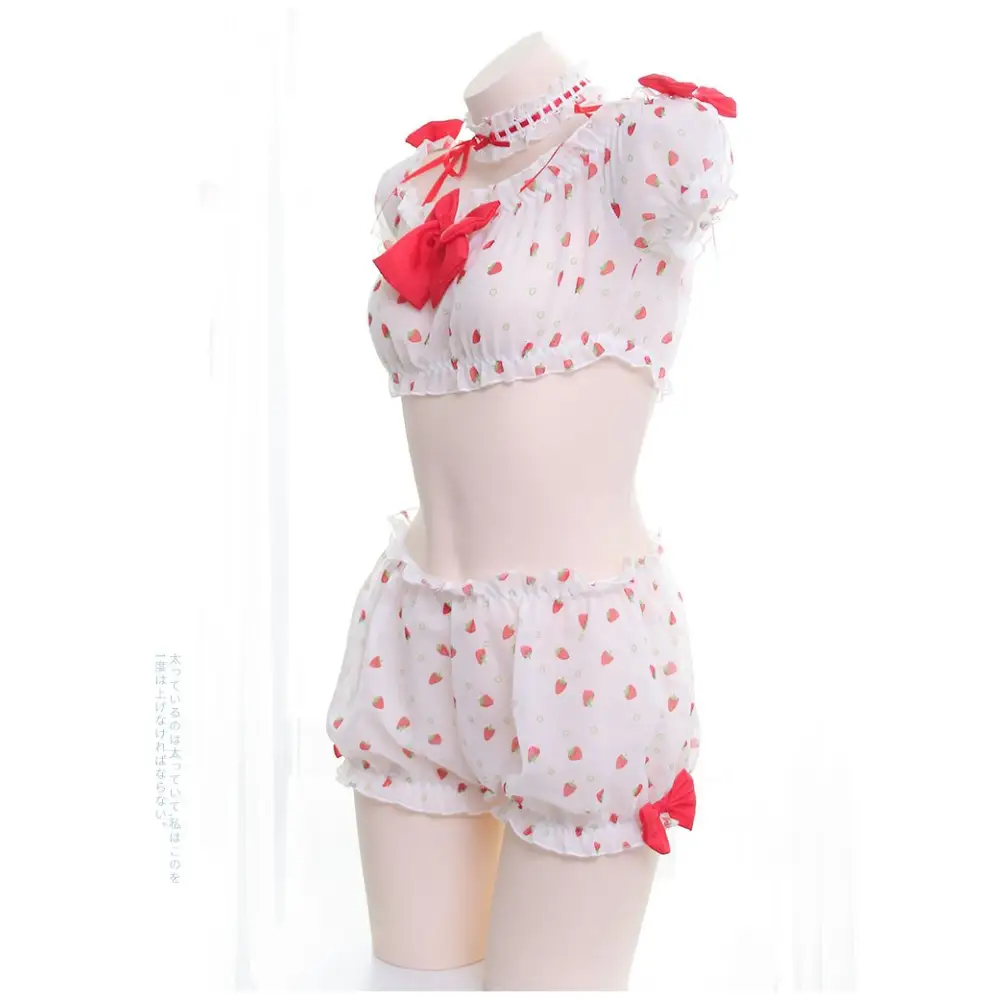 Strawberry Polkadot Farm Girl Lingerie Set - lingerie