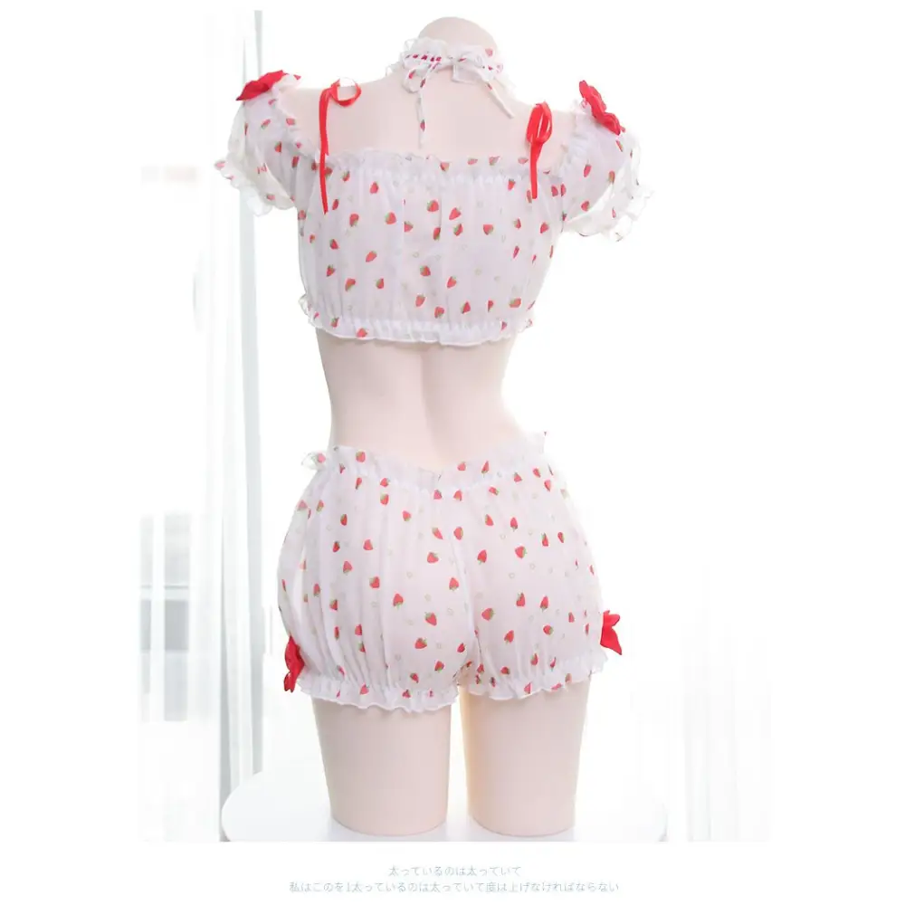 Strawberry Polkadot Farm Girl Lingerie Set - lingerie