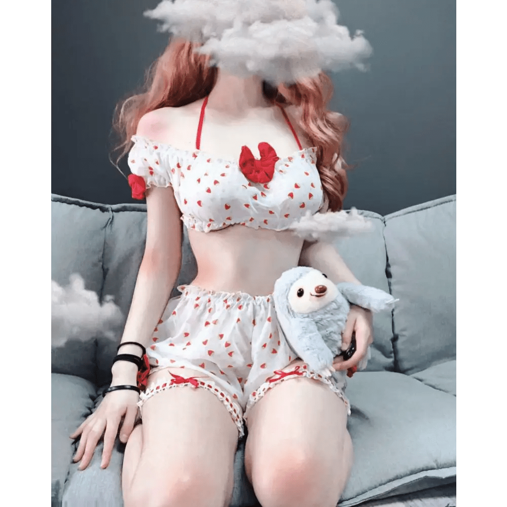 Strawberry Polkadot Farm Girl Lingerie Set - Cosparty