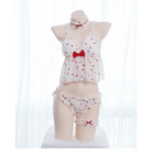 Strawberry Polkadot Lingerie Set with Ruffles and Garter Belts - Cosparty
